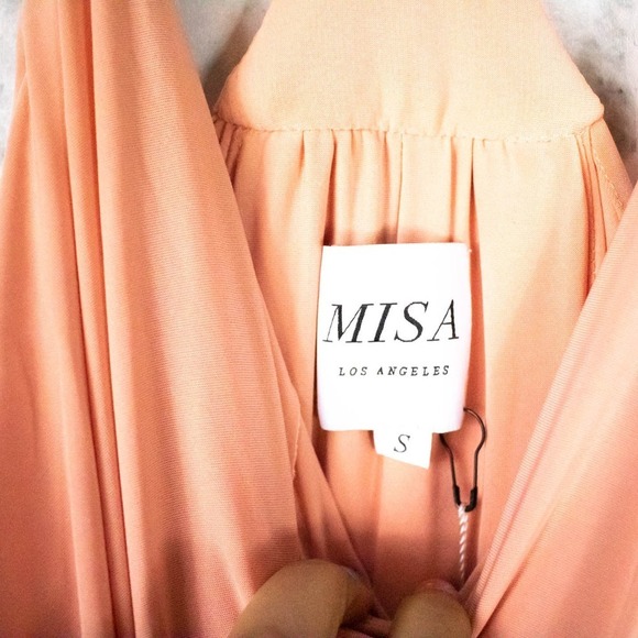 Misa Los Angeles Peach Jersey Knit Sleeveless Knee Length Cocktail Dress Small - Picture 4 of 12